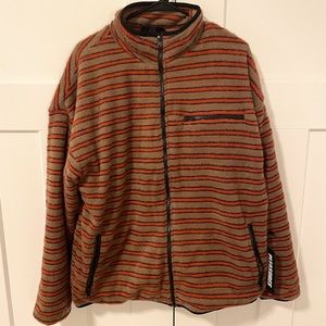 PLEASURES Caterpillar Stripe Fleece Jacket